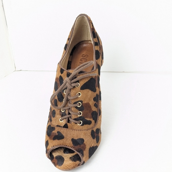 SCHUTZ Leopard Peep Toe Heels - Picture 3 of 16